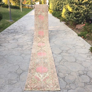 Authentic Home Decor Runner Rug, Patchwork Natural Wool Runner Rug, Narrow Rug Runner, Turkish Rug Runner, 1’9” X 13’2” ft