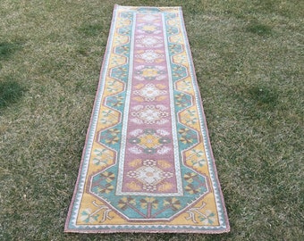 Vintage Rug Runner, LongRunner Rug, Rug Runners, Turkish Rug, Handwoven Rug, Runner Rug, 2’5" X 9’ ft / 77 X 274 Cm Hallway Runner Wool