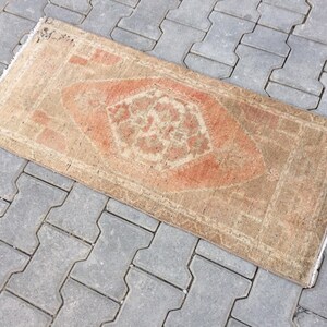 Handmade Bedroom Rug, Wool Pile Small Rug, Muted Turkish Floor Mat, Decorative Small Carpet Rug, Beautiful Design Small Rug, 1’6” X 3’7” ft