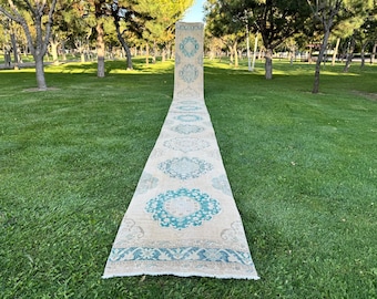 Handwoven Wool Rug Runner: Turkish Vintage Design, Extra Long 2'5" x 26'7" DELIVERED DUTY PAID!!!