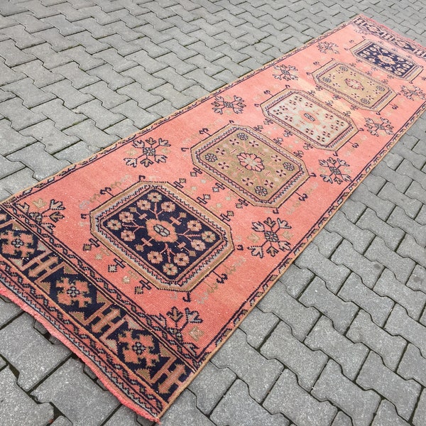 Muted Soft Color Oushak Rug Runner, Bohemian Design Rug Runner, Wool Long Rug, Turkish Oushak Rug, Soft Warm Color Runner, Wide Rug Runner