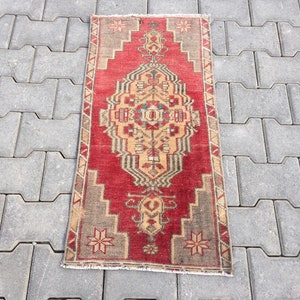 Small Rug, Bath Rug, Door May, Wool Rug, Vintage Rug, Oushak Rug, Entrance Rug, Entry Rug, Mini Rug, Old Rug, Vintage Rug, 18” X 37” inches