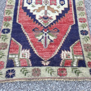 Tappeto Kilim vintage in lana tessuto a mano: tappeto orientale blu (2' X 3'6") immagine 4