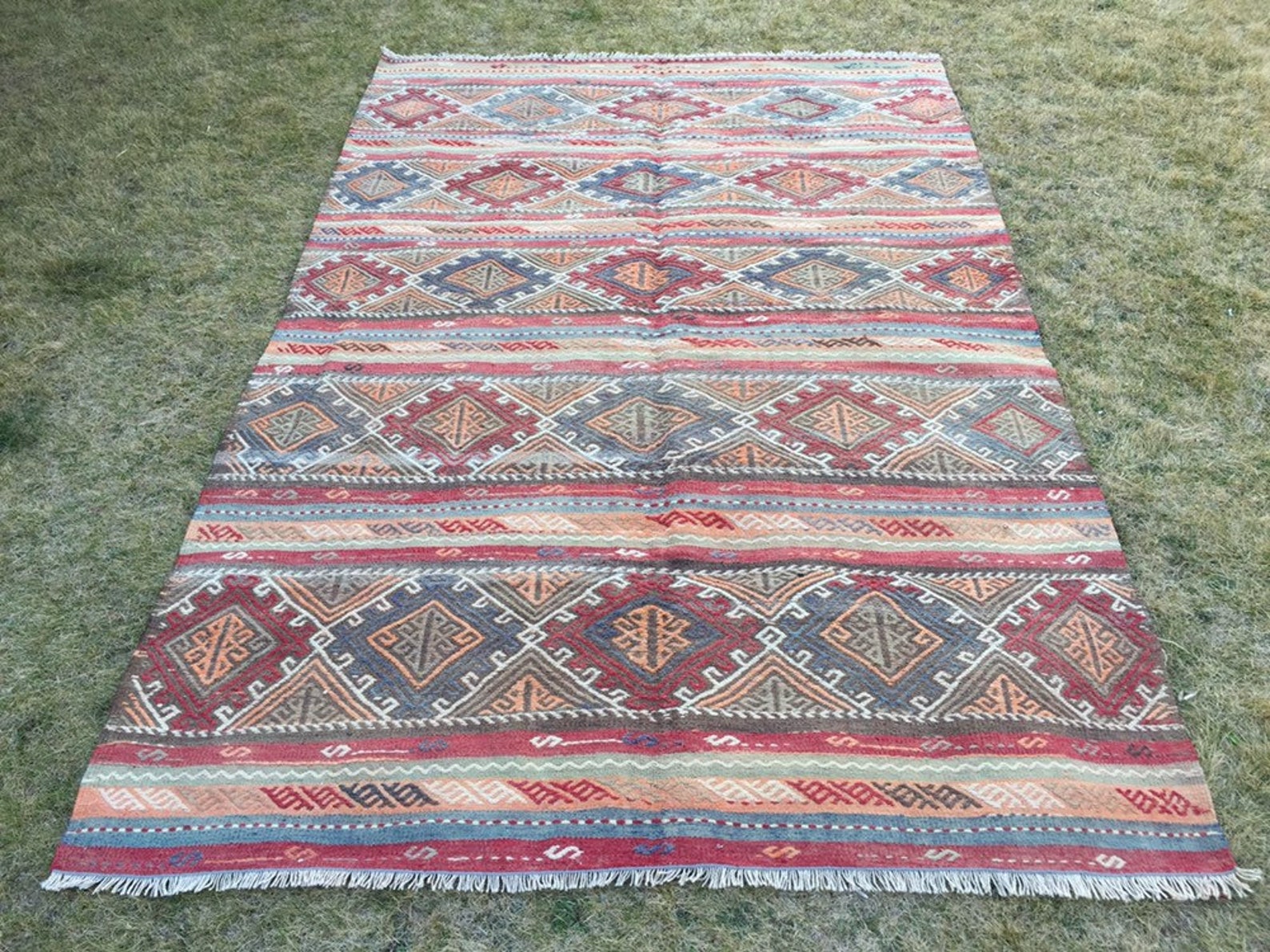 Vintage Kilim Rug Embroidered Rug Antique Kilim Rug Table Etsy