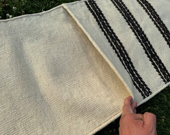 Handmade Saddlebag Organic Cream Wool With Natural Black