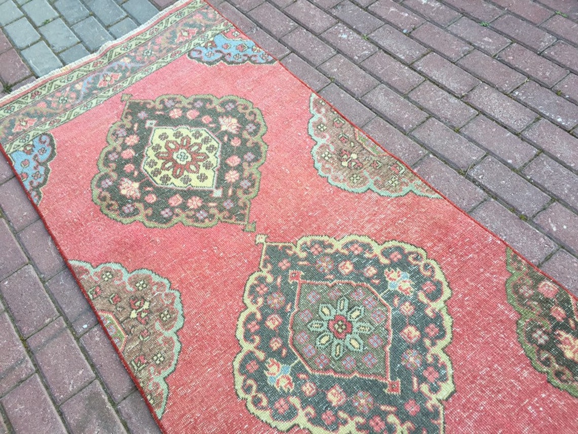 Handmade Rug Area Rug Long Rugs Muted Red Rug Soft Color Etsy