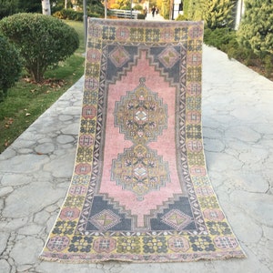 3’6” X 8’ ft Muted Soft Colors Authentic Wool Carpet Rug, Turkish Handmade Oushak Large Rug, Traditional Tribal Large Rug, Hand Made Rug
