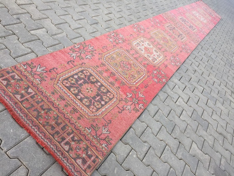 Handmade Rug Area Rug Long Rugs Muted Red Rug Soft Color Etsy