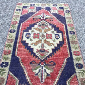 Tappeto Kilim vintage in lana tessuto a mano: tappeto orientale blu (2' X 3'6") immagine 3