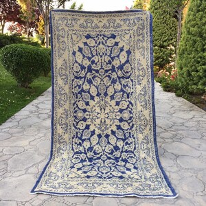 Blue Carpet Rug,Area rug,Blue rug,Hand made rug,Boho rug,Rare rug,kilim rugs, kitchen rug,Bedroom rug,Turkish rug,3&#39;8&quot; X 7’6&quot; ft Rug Runner