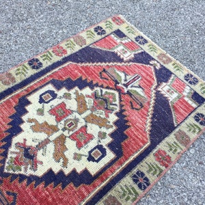 Tappeto Kilim vintage in lana tessuto a mano: tappeto orientale blu (2' X 3'6") immagine 5