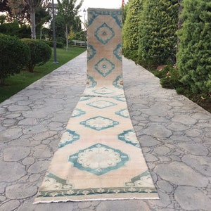 Long Runner Rug, Stair Runner Rug, Carpet Runner Rug, Turkish Carpet Rug, Oushak Runner Rug, Vintage Rug, Runner 3’ X 21’ ft / 90 X 640 Cm