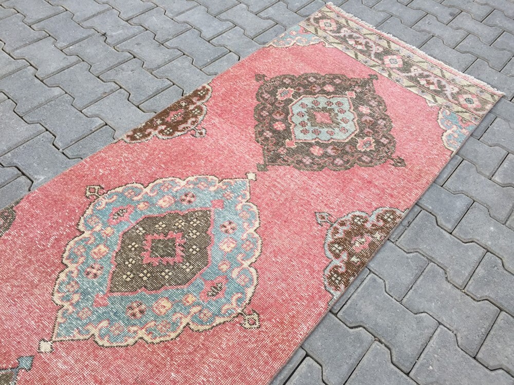Gedempte Pink Rug Runner 2'7 X 25'4 ft Etsy