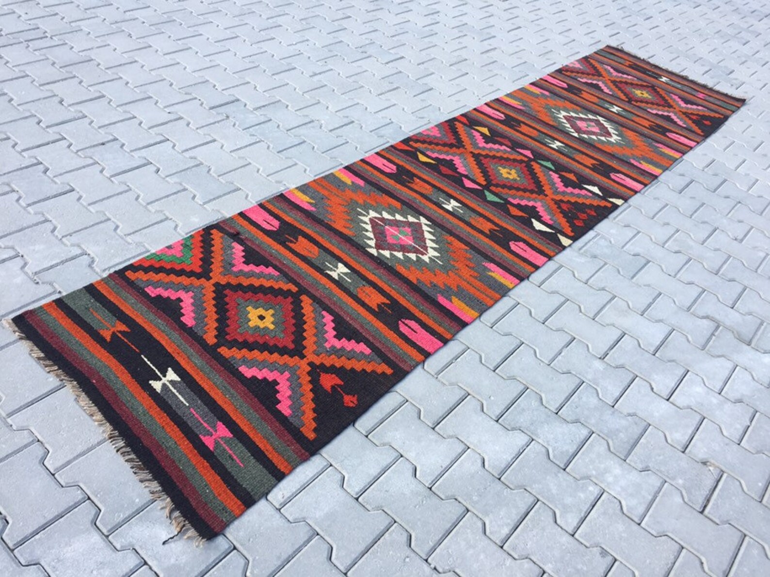 Pink Runner Rug Kitchen Runner Rug Pink Home Decor Kilim Etsy