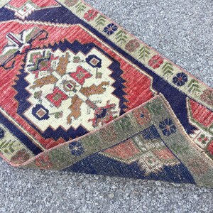 Tappeto Kilim vintage in lana tessuto a mano: tappeto orientale blu (2' X 3'6") immagine 10