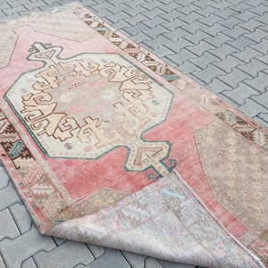 Pink Turkish Rug, Vintage Area Rug, Muted Pink Rug, Oushak Rug, Wool ...