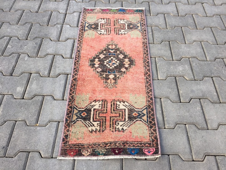 Muted Area Rug, Small buy Turkish Rug, Bohemian Decor, Boho Hippie Décor, Turkish Carpet Rug, Anatolian Oriental Rug, 18” X 42” inches