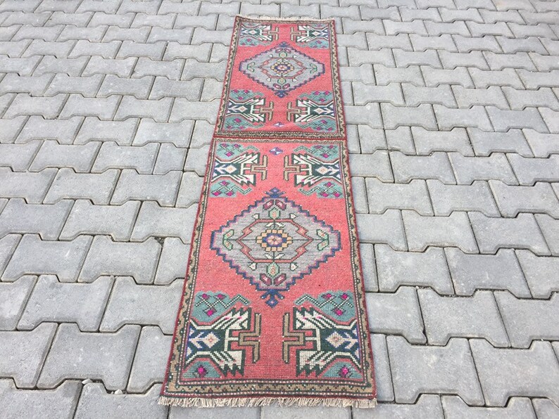 Interior design rug,Modern rug 1.6x6.1 feet Muted Red Color Carpet rug runner Narrow Runner Rug Floor rug Area rug Vintage Faded rug