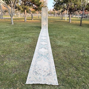 Extra Long Rug Runner, Narrow Hallway Long Carpet Rug Runner, Patchwork Rug Runner, Turkish Oushak Carpet Rug, 1’8” X 25’6” ft Stair Runner