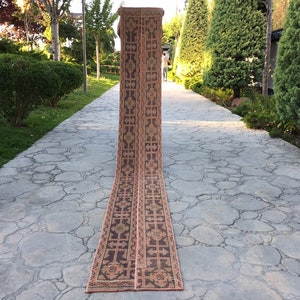 Türkischer Läufer Teppich, Wolle Vintage gedeckt rot Farbe Flur Läufer Extra lange Küche Treppen Patchwork Boho Teppich Läufer Teppich Teppich Teppich Teppich 1&#39;5&quot; X 8&#39;9&quot; ft