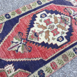 Tappeto Kilim vintage in lana tessuto a mano: tappeto orientale blu (2' X 3'6") immagine 6