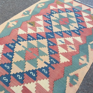 Kilim Rug, Design Rug, Kilim Rugs, Decorative Rug, Wool Rug, Handmade Rug, Teppich, Tapis, Turkish Rug, Turkish Kilim Rug, 2&#39;4&quot; X 3&#39;8&quot; feet