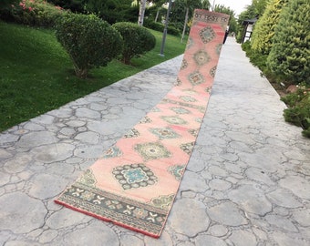 Alfombra de lana turca tejida a mano: alfombra vintage para escalera (76 cm x 66 cm)