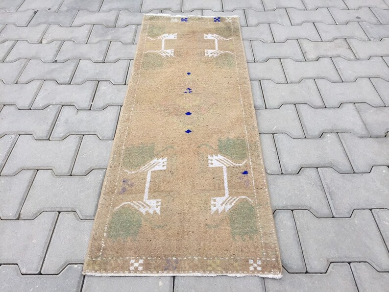 Entrance Rug Faded For Bedroom Narrow And Small Pile Carpet Oriental Turkish Handwoven 1 5x4 Ft 45x122 Cm Hogar Y Decoración Solería Alfombras