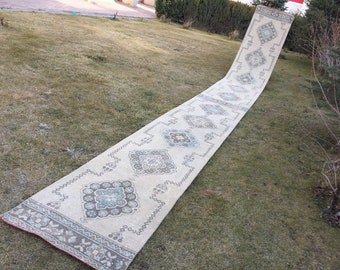 Extra Long Wool Rug Runner: Vintage Stair Carpet Runner (2'4" X 21’5")