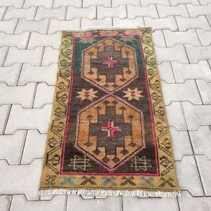 1&#39;7&quot; X 3&#39;4&quot; ft Carpet Vintage Rug, Oushak Turkish Rug, Traditional Beautiful Unique Rug, Handwoven Rug, Pink Brown Colors Rug, FREE Shipping