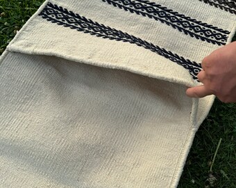 Handmade Saddlebag Organic Cream Wool With Natural Black