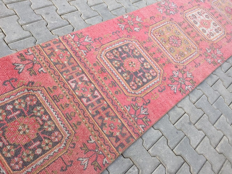 Handmade Rug Area Rug Long Rugs Muted Red Rug Soft Color Etsy