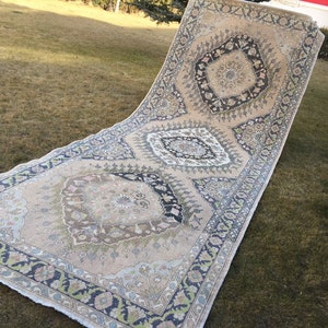 Oriental Muted Wide Rug Runner, Turkish Oushak Carpet Rug Runner, Vintage Handmade Muted Color Rug, Hall Runner Rug, 4’9” X 12’9” feet