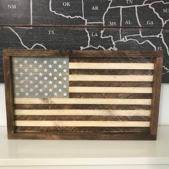 Natural Wood American Flag Wood Flag Wall Decor Home Decor Etsy