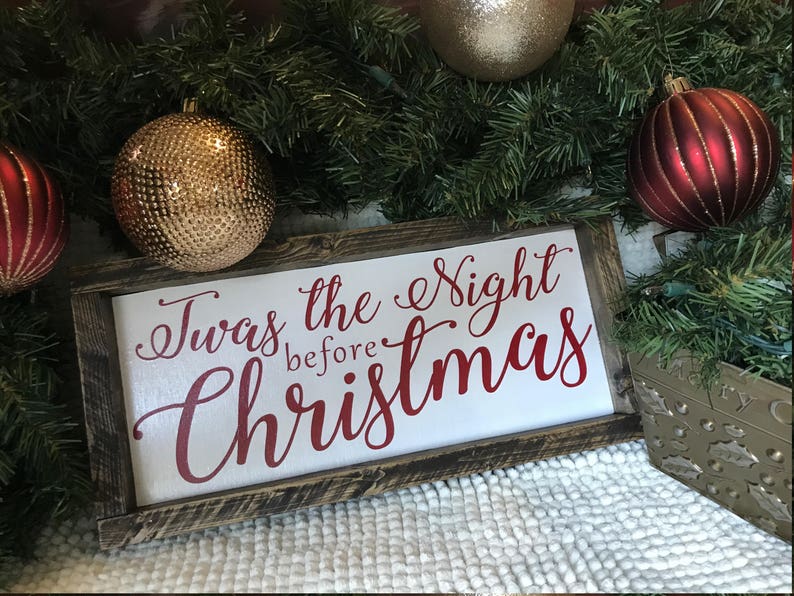 Twas the night before christmas wood signs with frame wood | Etsy