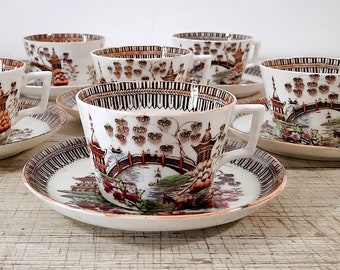Tasse à Café/thé Et Soucoupe Digoin Sarreguemines - Faïence Bleue