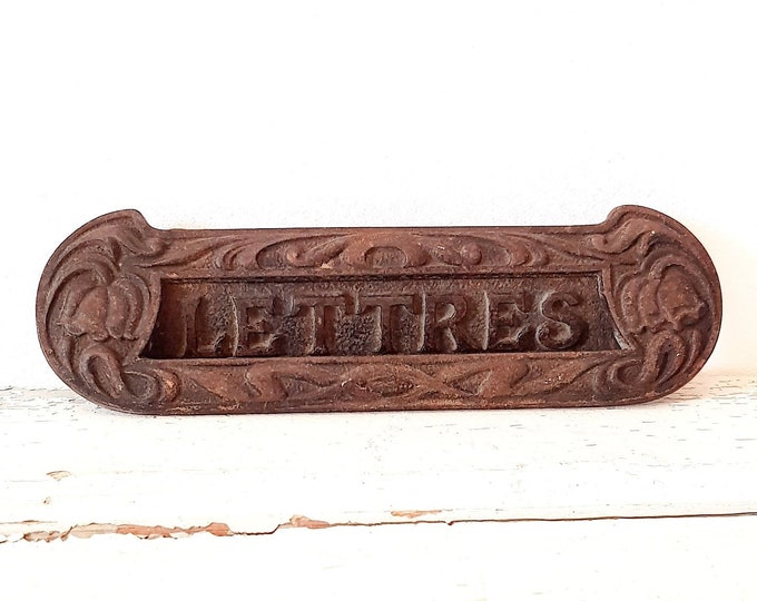 Vintage Mailbox Door Letter Slot, Cast Iron Letter Slot, Rustic Vintage