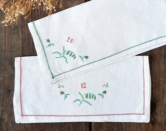 Handkerchief Holder Vintage with Numbers, French Lace Embroidered Storage Pouch, Lingerie Bag Vintage, Lingerie Case, French Linen Purse,