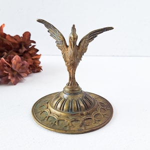 Vintage Brass Eagle Statue, Gold Metal Bird Sculpture, Decorative Figurine, Rustic Desk or Shelf Decor
