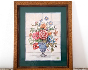 ヴィンテージ 小さな油絵 静物画 花瓶に入った花 15x17 - Etsy 日本