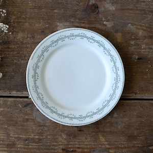 Antique Ironstone Dinner Plate from GIEN Austerlitz Terre de Fer Green Transferware Plate, French Antique Plate Ceramic