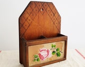 French Vintage Wooden Wall Mount Organizer Country Storage Box Wooden Wall Pocket