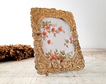 Art Nouveau Style Gilded Photo Standing Frame, French Vintage Round Picture Frame, Ornate Stand Holder, Rococo Baroque Victorian Style