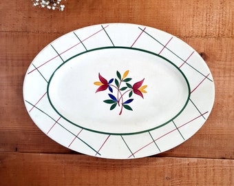 13" GIEN france Tamaris Oval Platter Antique Ironstone Serving Dish GIEN Plate, Handpainted Platter, French Dinnerware, Platter Vintage
