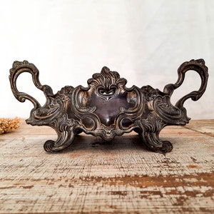 Large Antique French Jardiniere Rococo Style, Silver Plated Jardiniere Planter Louis XV, Table Centerpiece Vase, Baroque Jardiniere