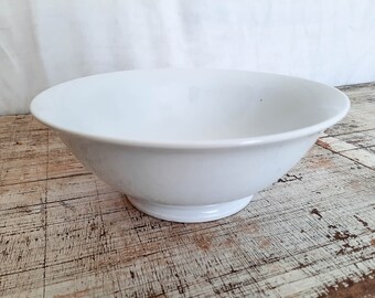 1927 French Antique 11' Round White Ironstone Pedestal Bowl PILLIVUYT France, Shabby Chic Bowl, French Country Decor, Jeanne d'Arc Living,