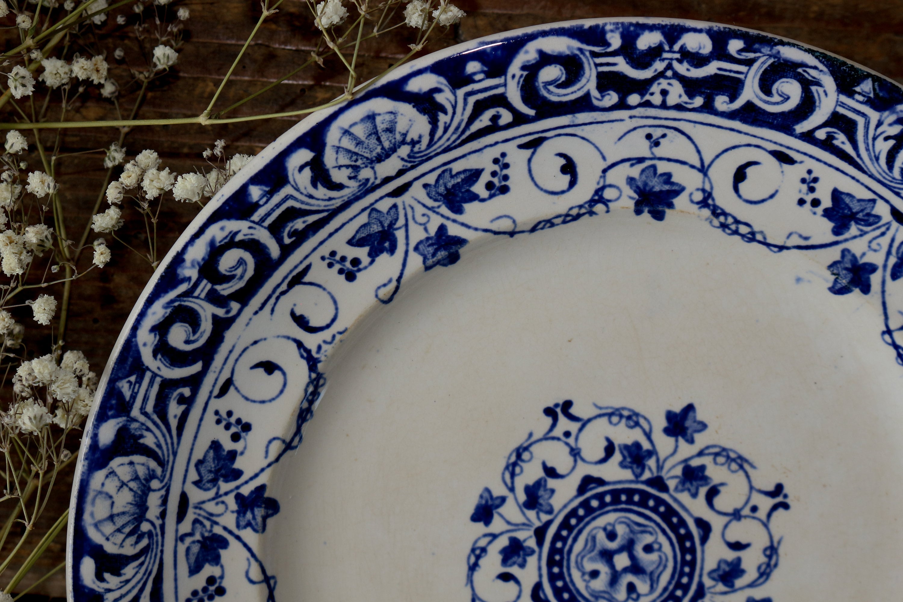 Assiette Terre de Fer Bleue par Clairefontaine, Pierre de Fer Louis XV, France, XIXe siècle - France