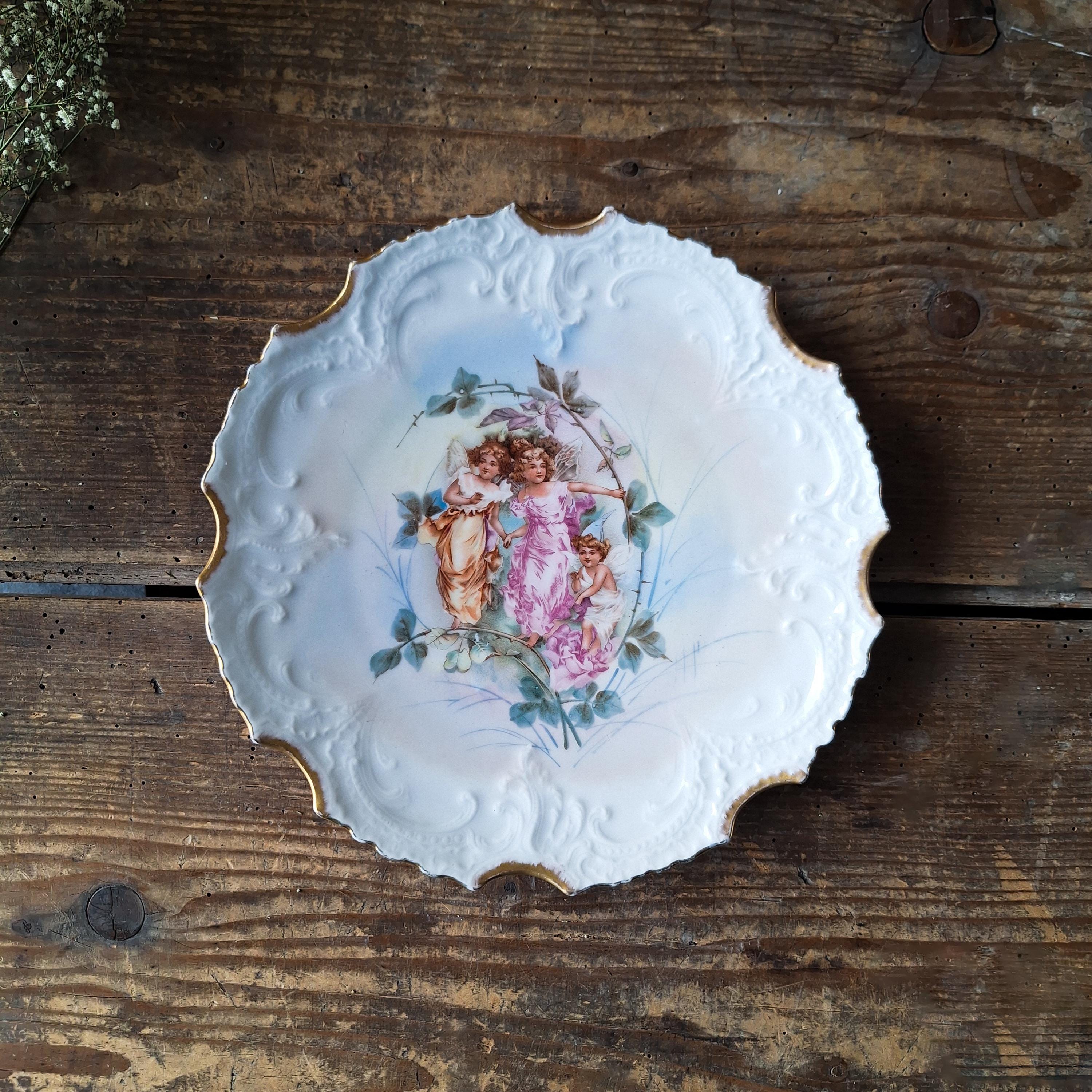 フランス　リモージュ　天使　エンジェル　プレート　音楽　アンティーク フランス リモージュ 天使 エンジェル プレート 音楽 アンティーク