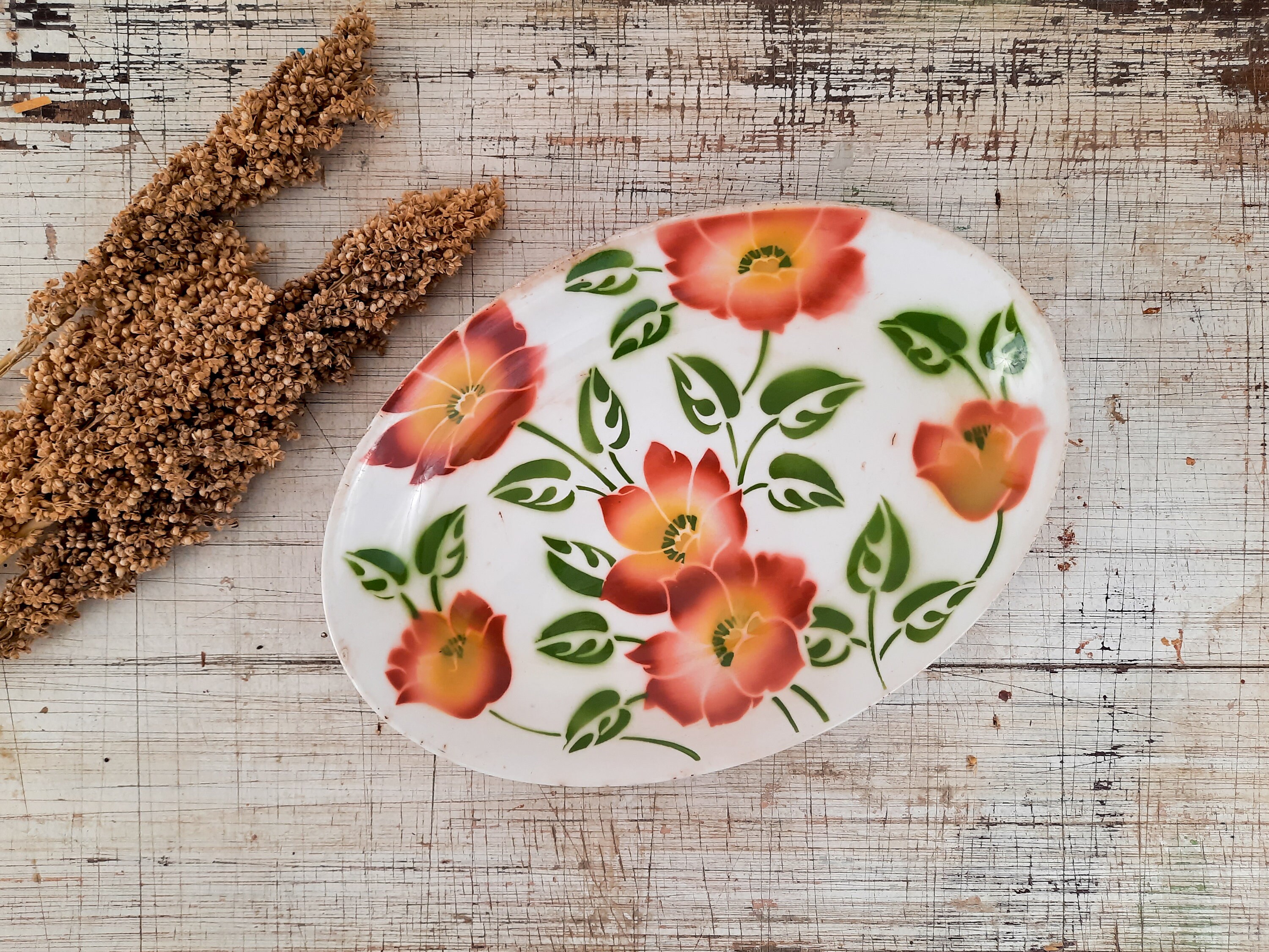 Français Servant Le Plat Moulin Des Loups Hamage Ontario, Ironstone Orange Flowers Platter, Français