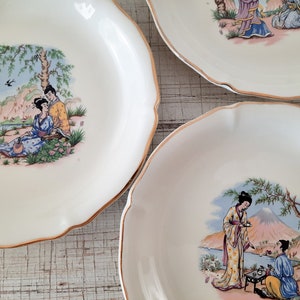 Set of 6 French Vintage ST AMAND Ceranord China White Dessert Plates Japanese Decor, Rustic Tea Party, Cottage Chic, Side Plates Porcelain image 7